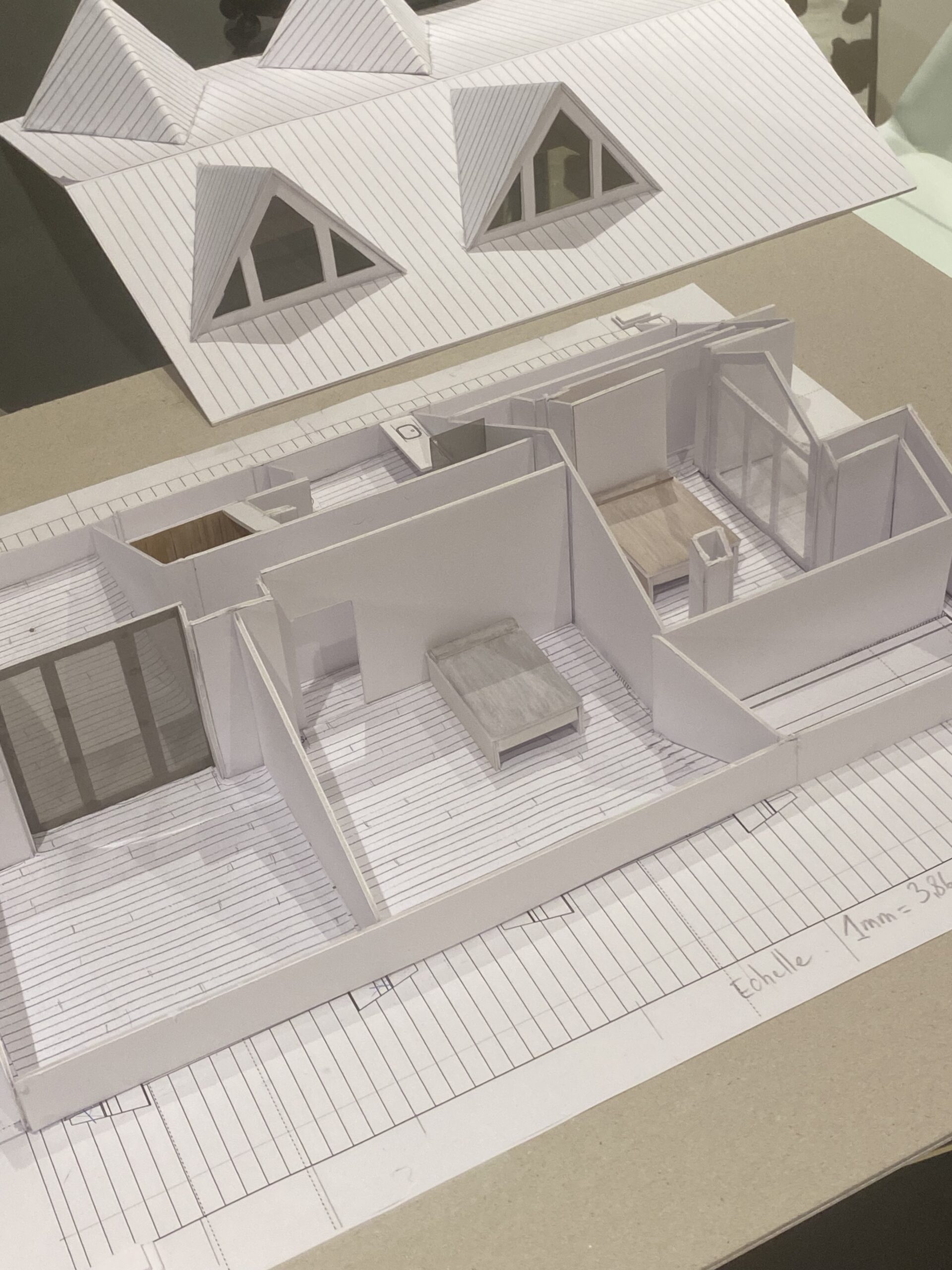 Maquette d'aménagement d'une penthouse sur deux niveaux.